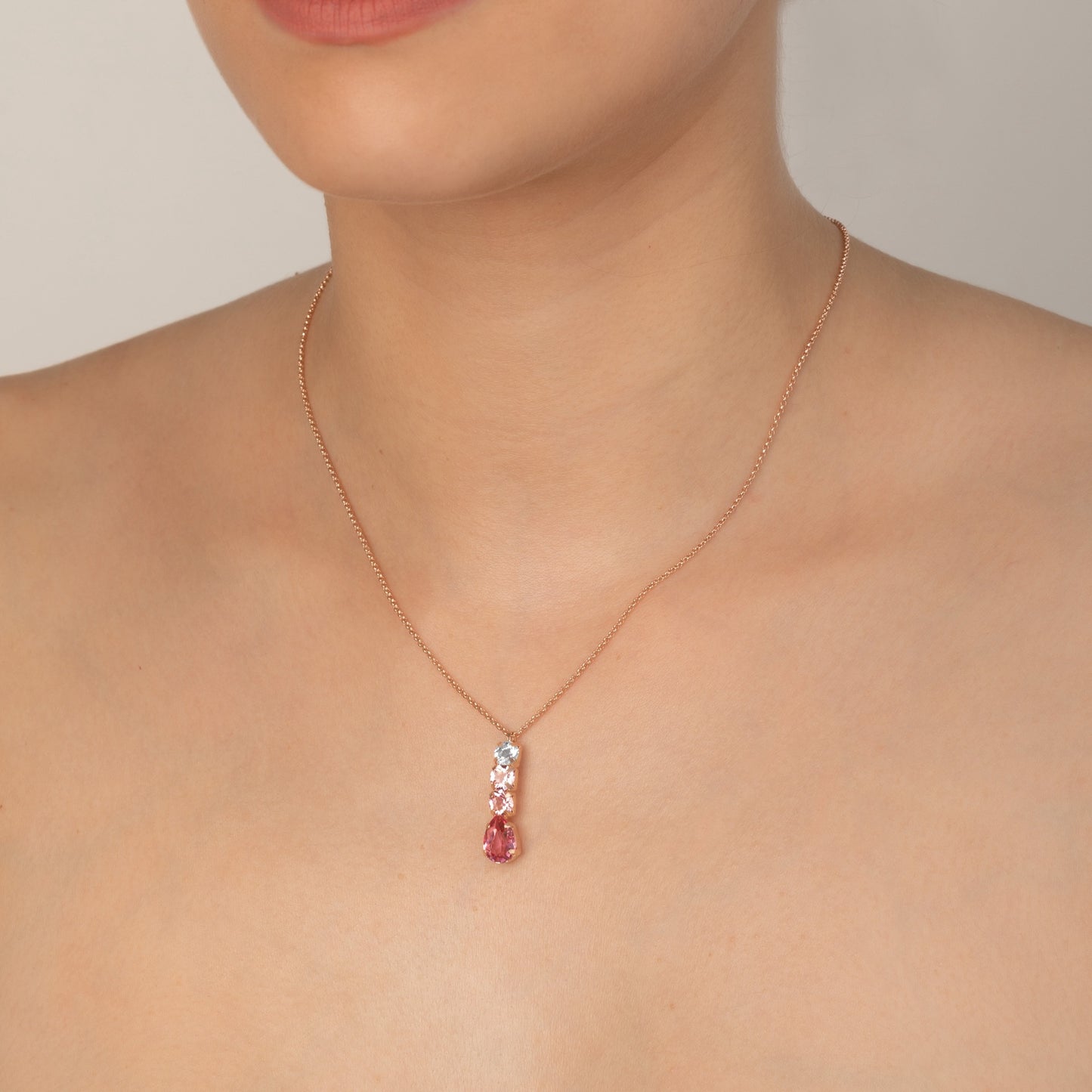 Rose Gold plated Sterling Silver Short necklace drop crystal from Louis