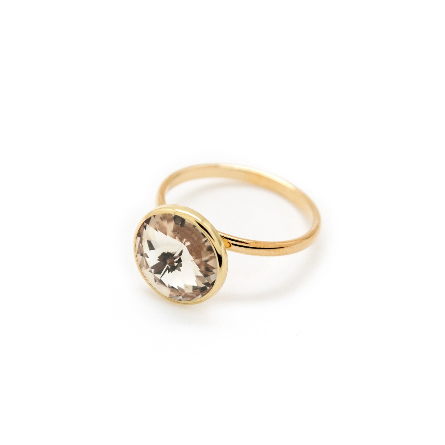 Gold plated Sterling Silver Ring 11,5mm circle crystal from Basic