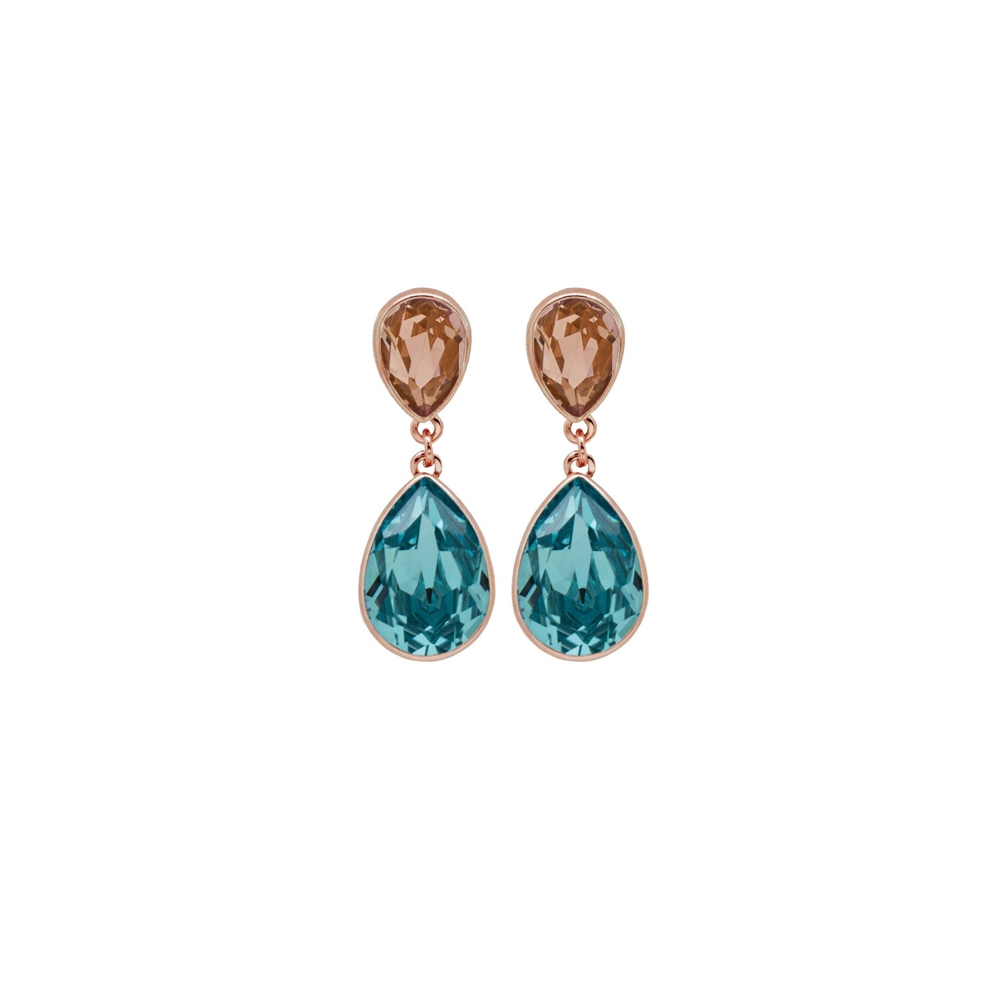 Rose Gold plated Sterling Silver Long earrings drop crystal from Essential