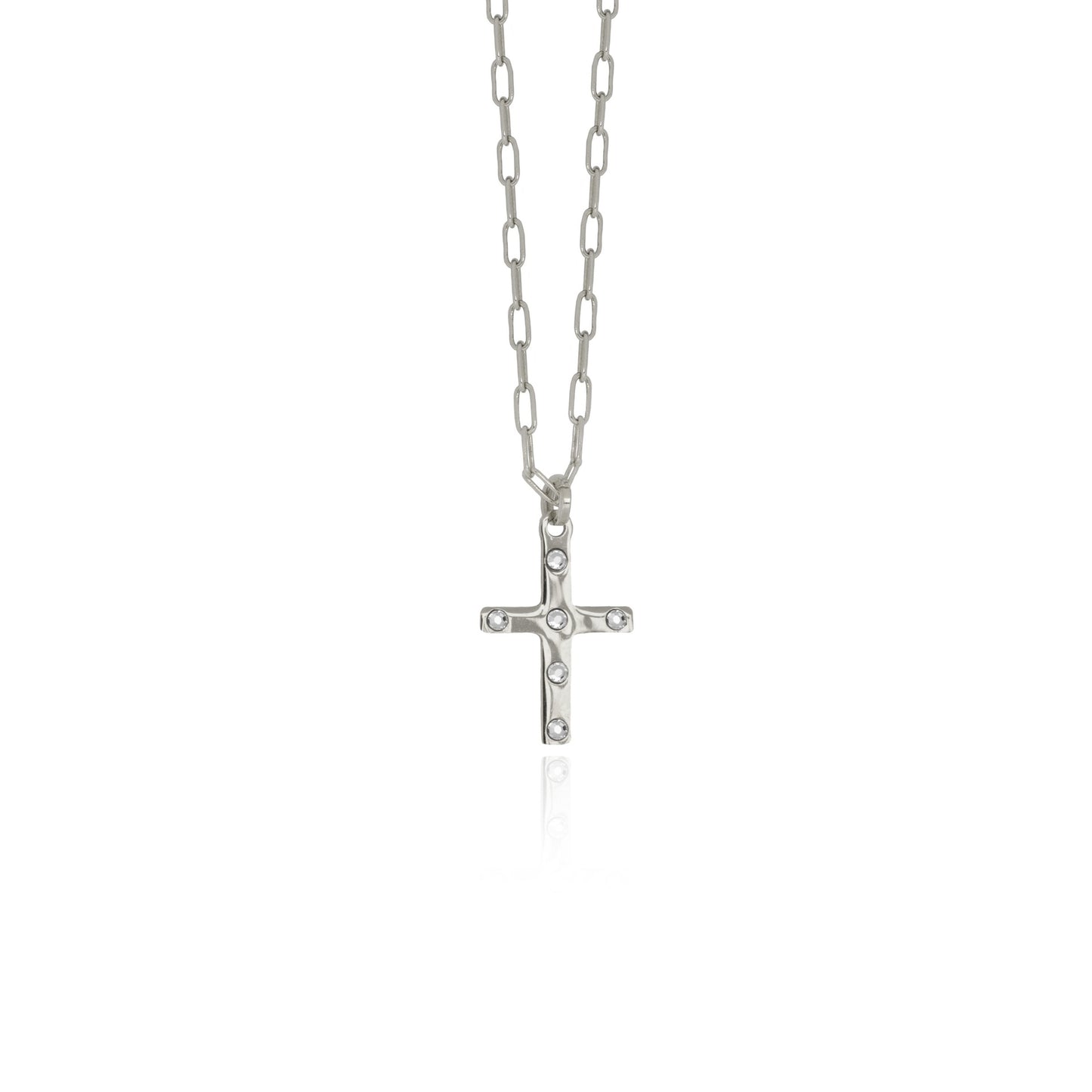 Sterling Silver Short necklace cross white crystal from Neutral