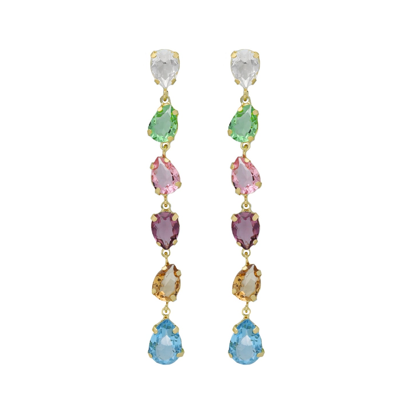 Gold plated Sterling Silver Long earrings drop crystal from Magnolia