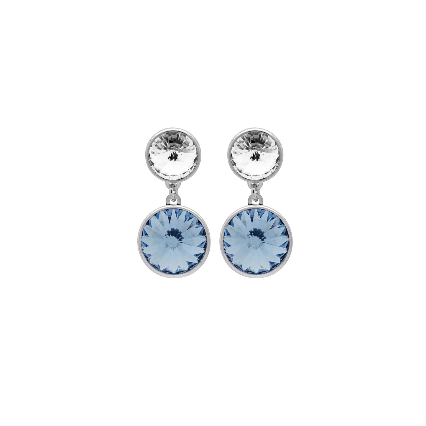 Rhodium Plated Sterling Silver Short earrings 9 y 11,5mm circle crystal from Basic