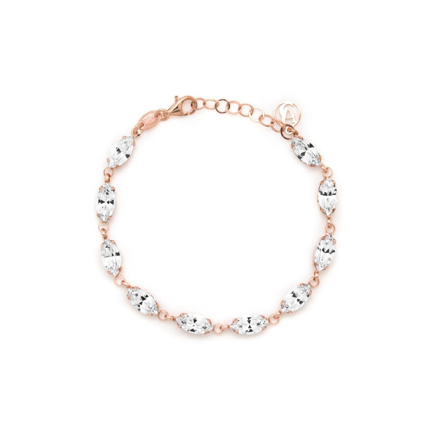 Pulsera cristal en Plata baño Oro Rosa de Marquesa