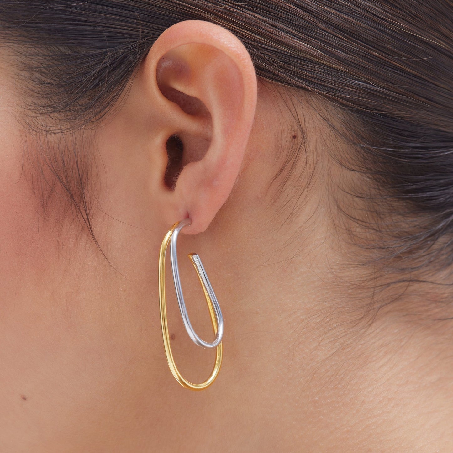 Rhodium and Gold plated Sterling Silver Hoop earrings drop from Copenhagen