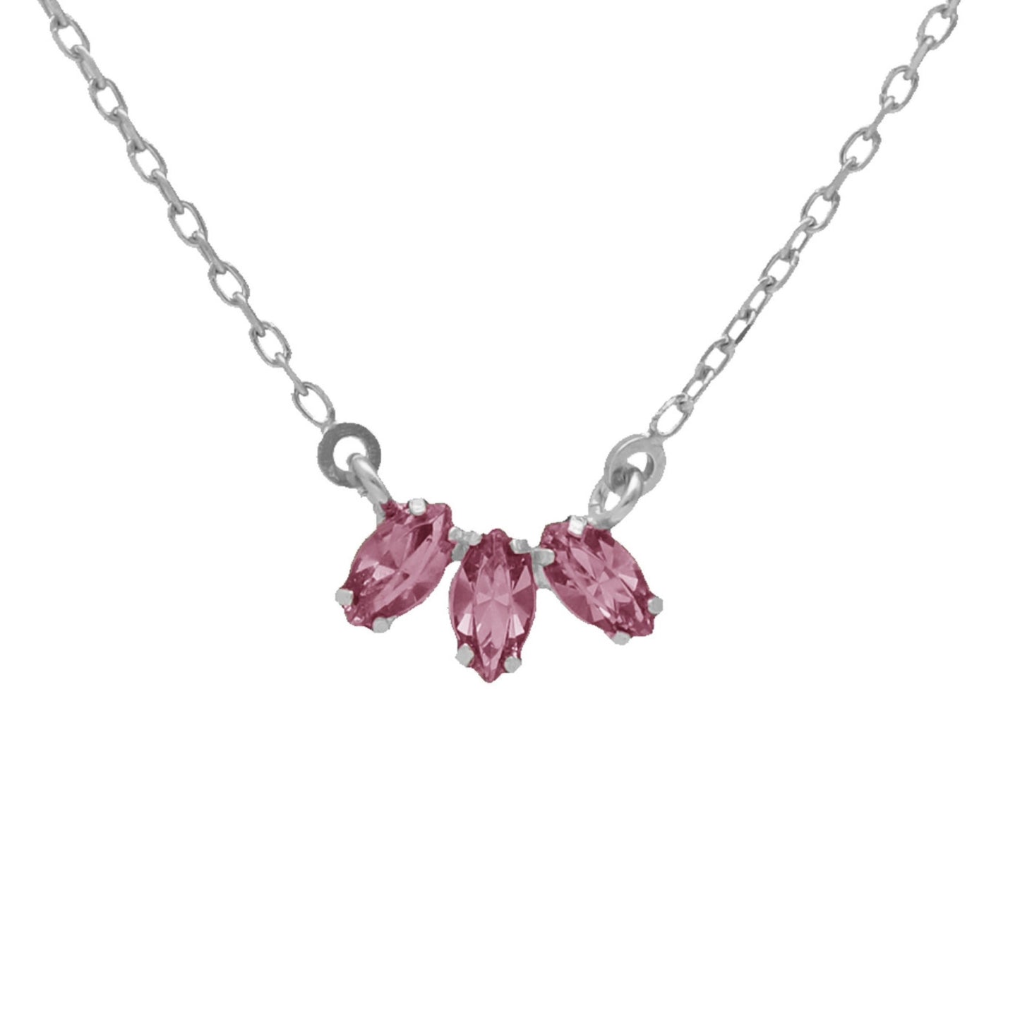 Rhodium Plated Sterling Silver Short necklace leaf crystal from Las Estaciones