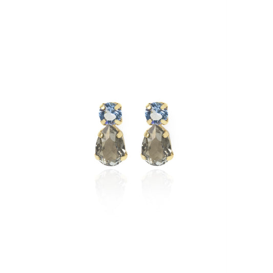 Gold plated Sterling Silver Short earrings drop gray crystal from Louis