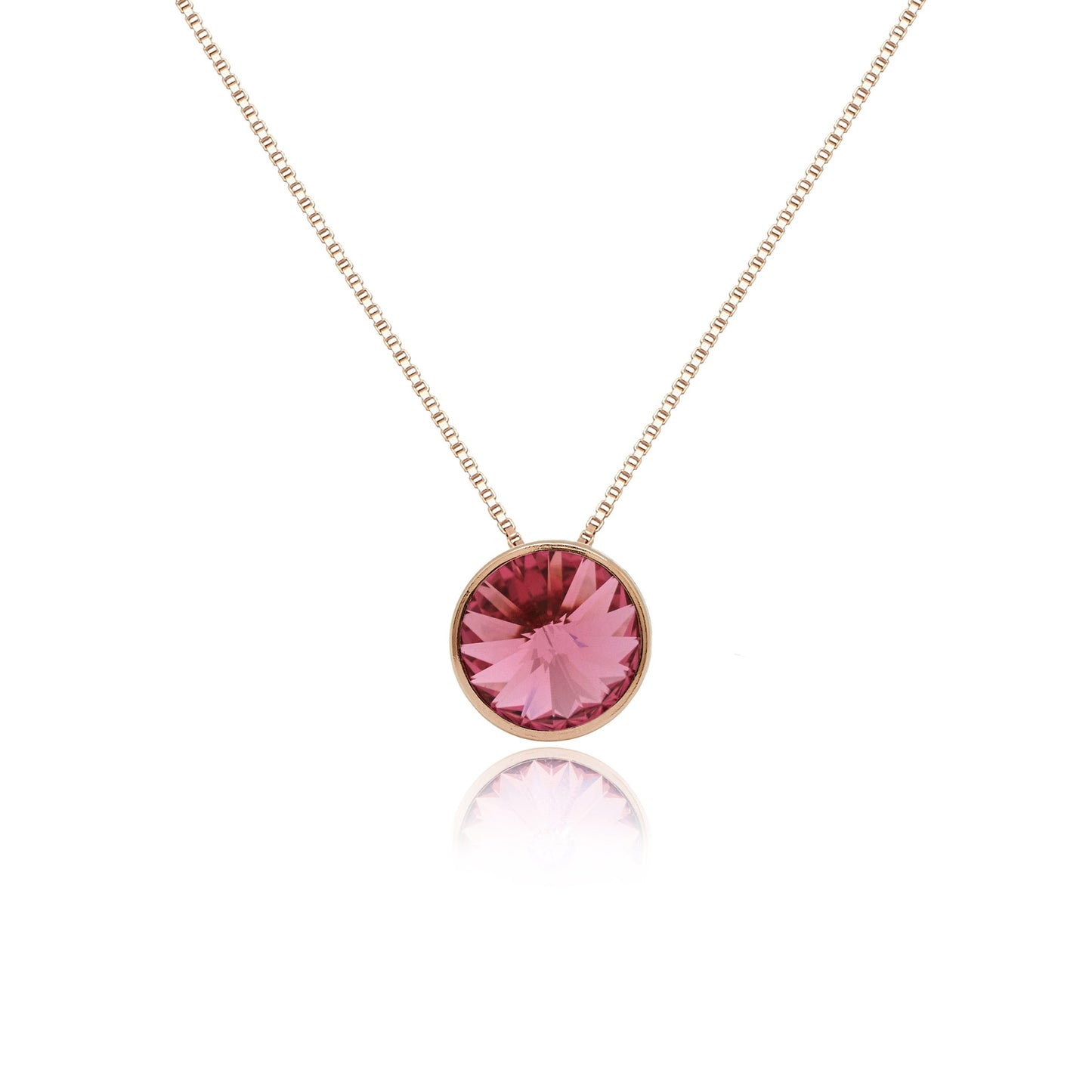 Rose Gold plated Sterling Silver Short necklace 11,5mm circle crystal from Basic