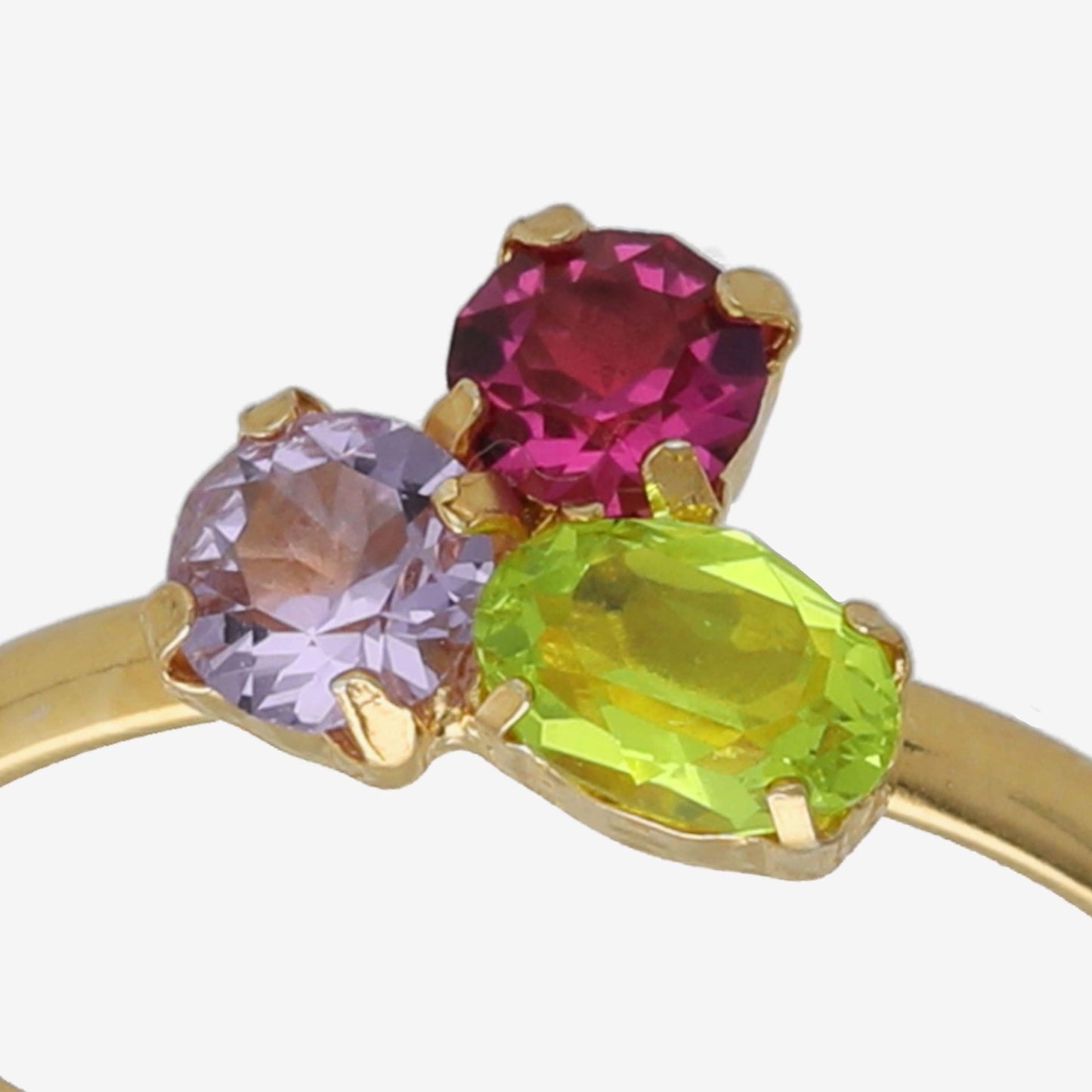 Gold plated Sterling Silver Adjustable ring multicolor crystal from Odele