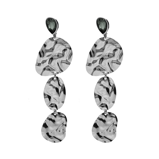 Rhodium Plated Sterling Silver Long earrings gray crystal from Fullness