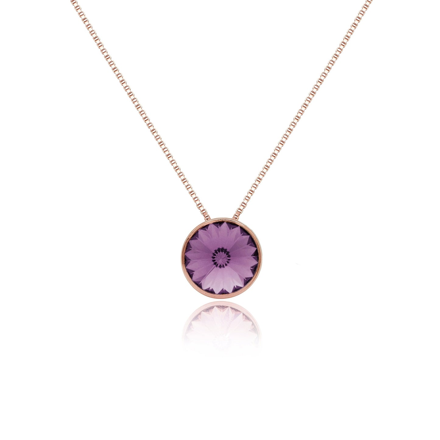 Rose Gold plated Sterling Silver Short necklace 9mm circle crystal from Basic