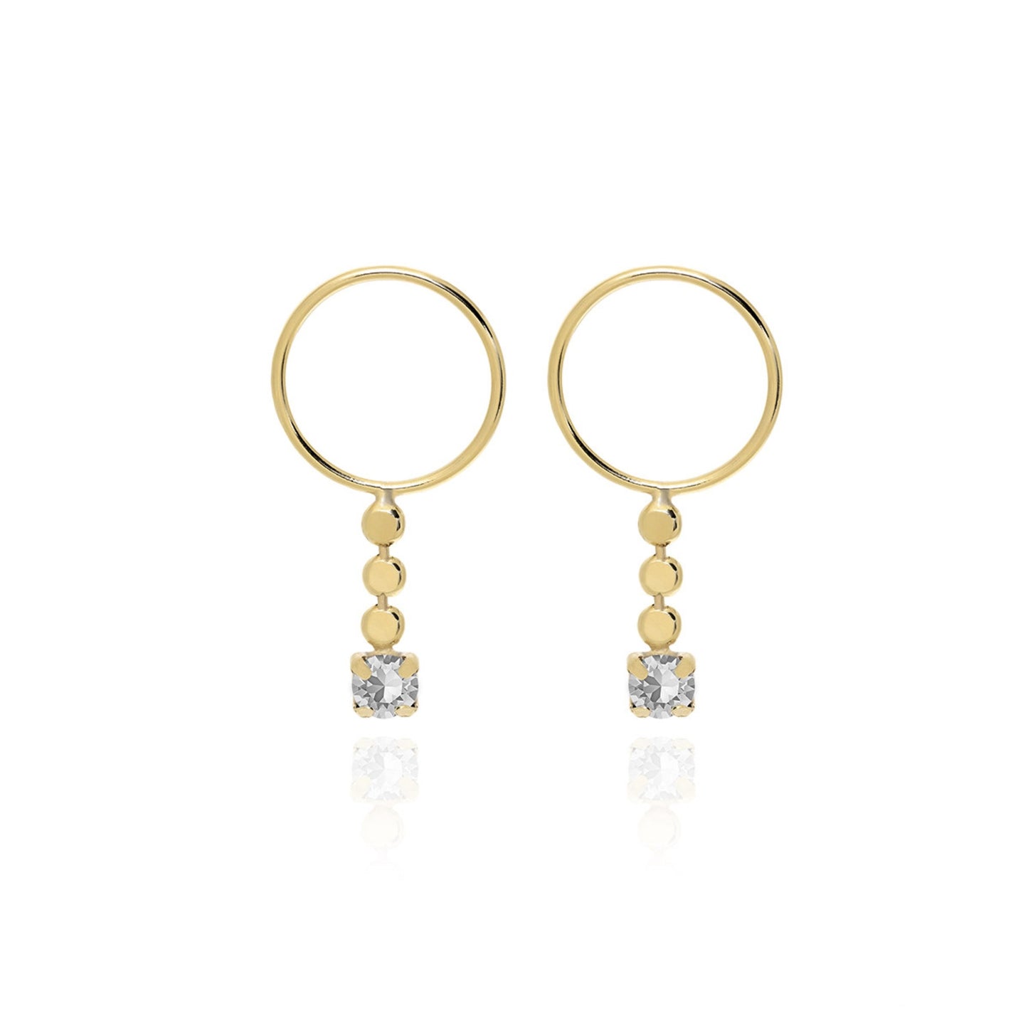 Gold plated Sterling Silver Hoop earrings circle crystal from Niwa