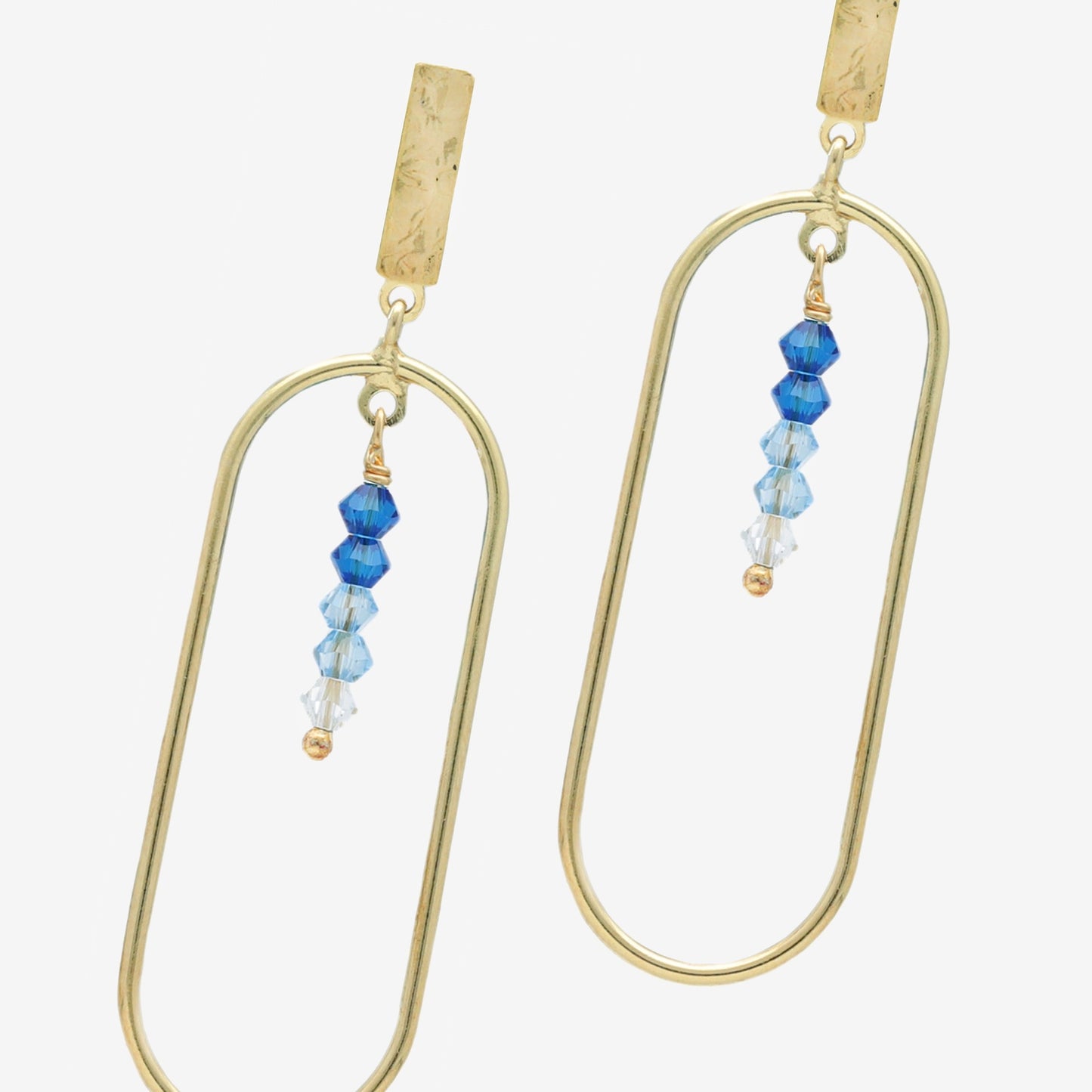 Gold plated Sterling Silver Long earrings oval crystal from Anya