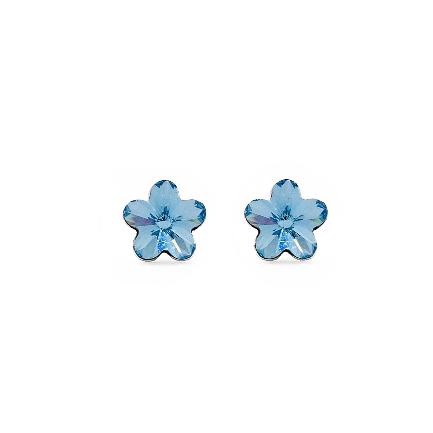 Rhodium Plated Sterling Silver Stud earrings flower crystal from Fantasy