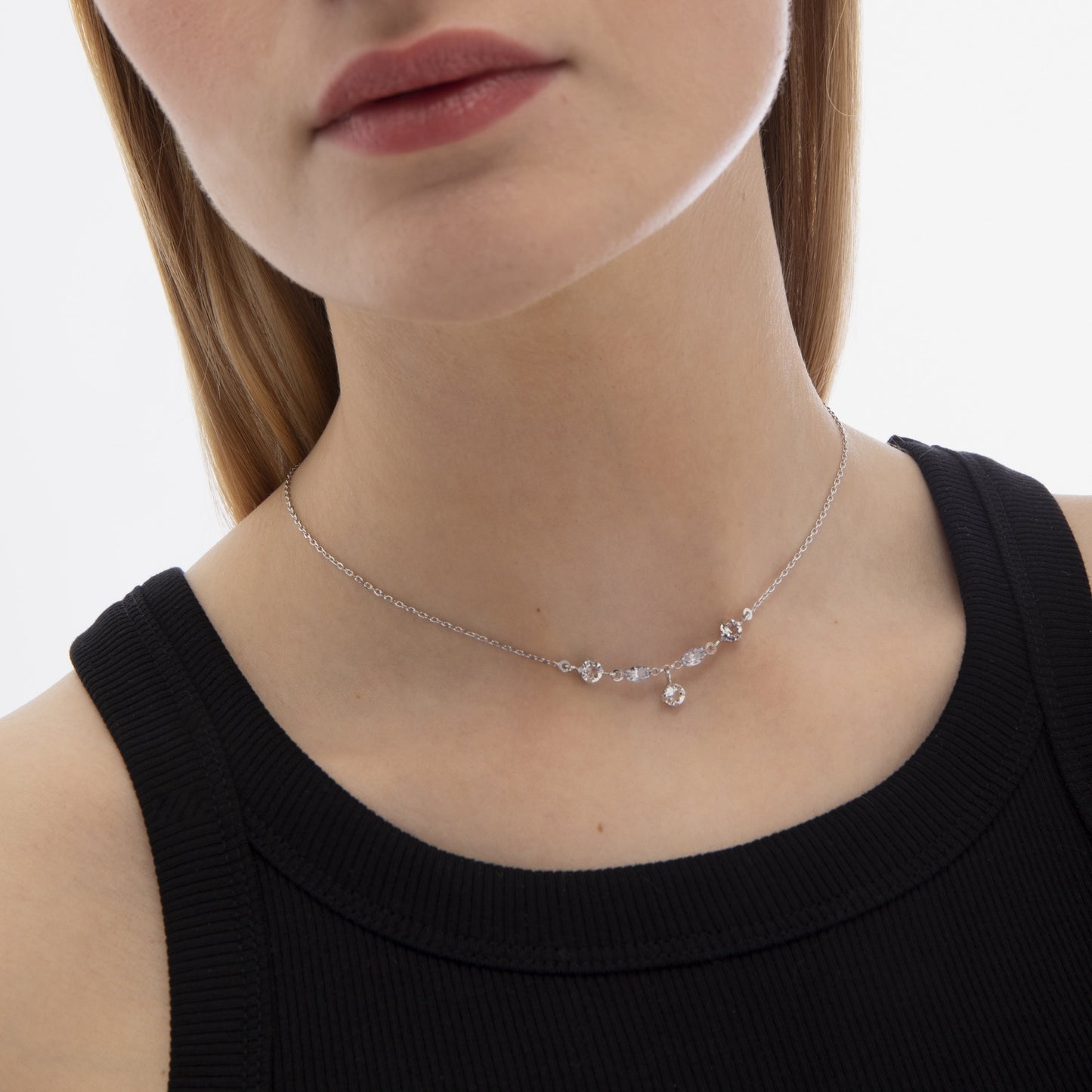 Rhodium Plated Sterling Silver Short necklace crystal from Maisie