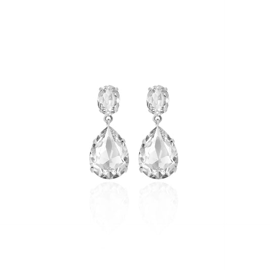 Rhodium Plated Sterling Silver Long earrings crystal