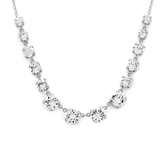 Rhodium Plated Sterling Silver Long necklace white crystal from Celine