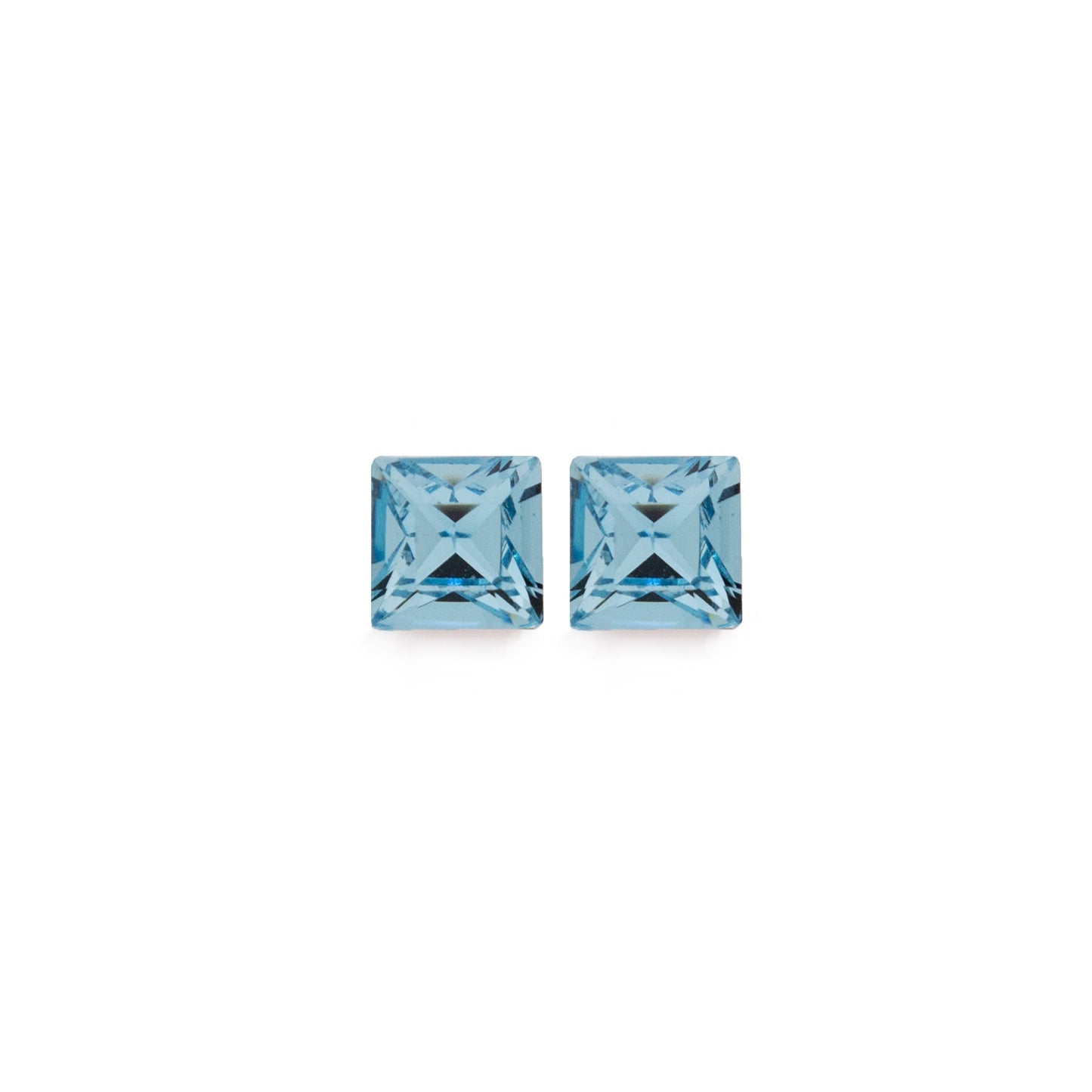 Rhodium Plated Sterling Silver Stud earrings square crystal from Fantasy