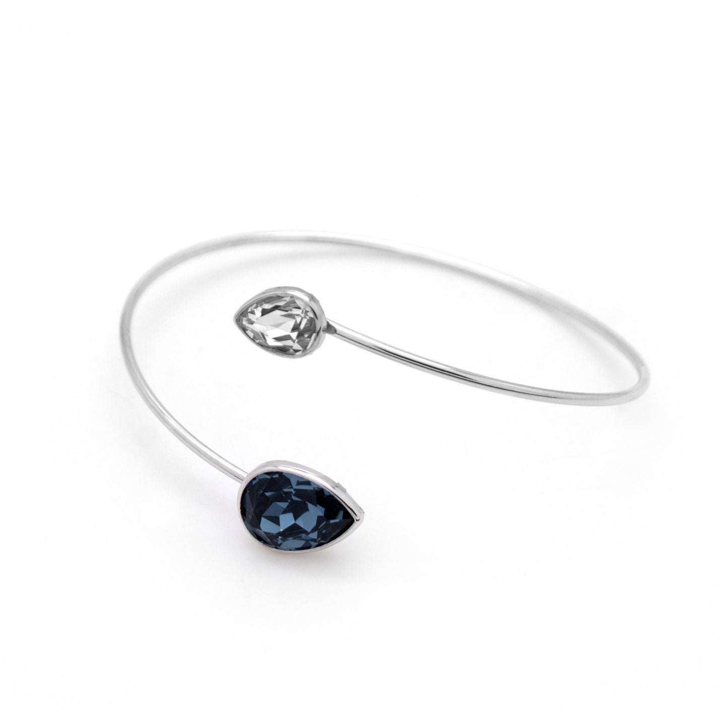 Rhodium Plated Sterling Silver Bracelet drop crystal from Essential