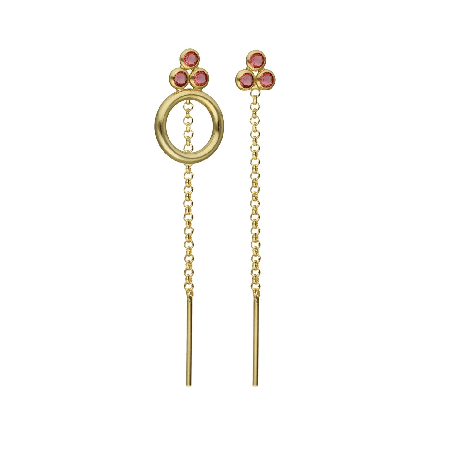 Gold plated Sterling Silver Long earrings circle crystal from Dahlia