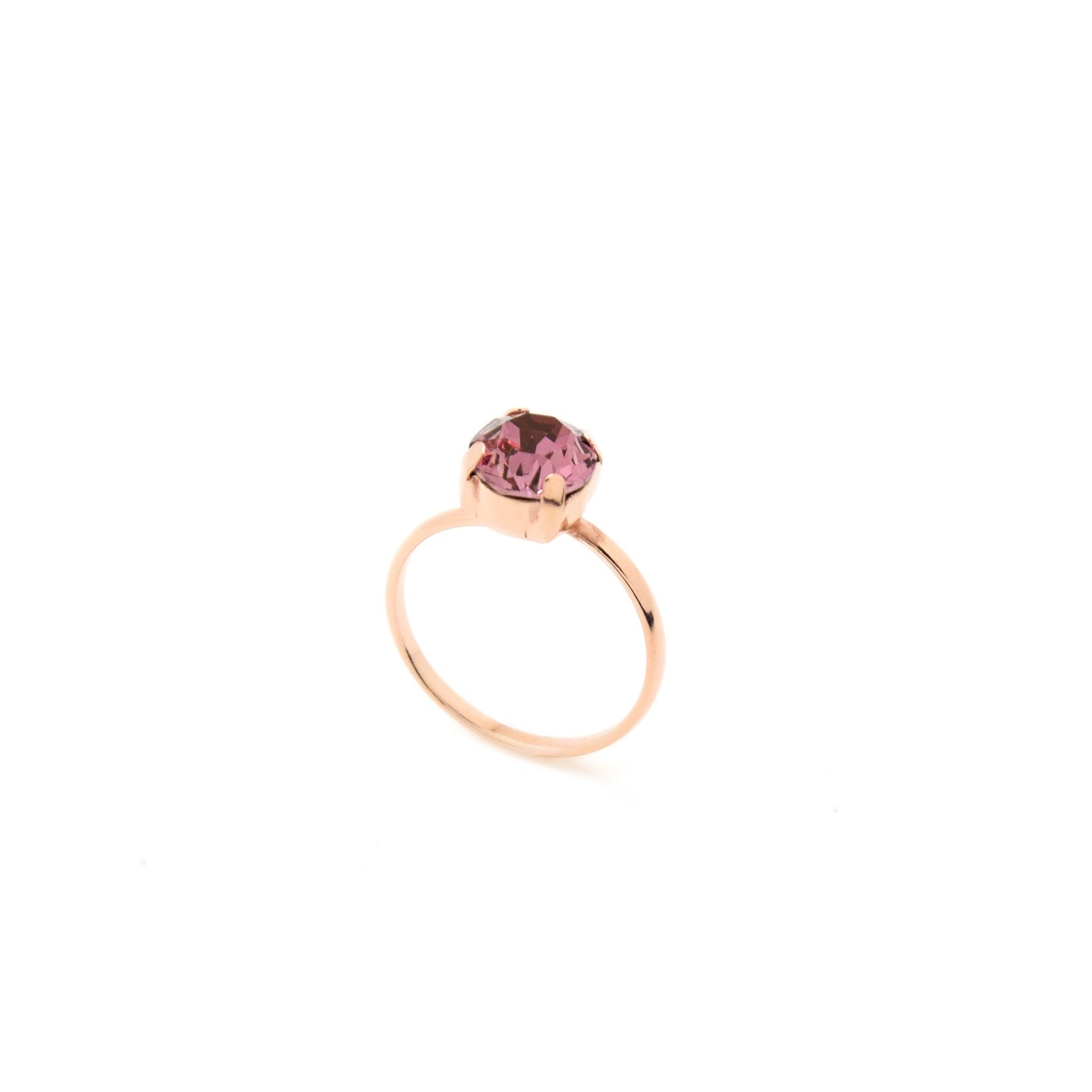 Anillo círculo cristal en Plata baño Oro Rosa de Celine