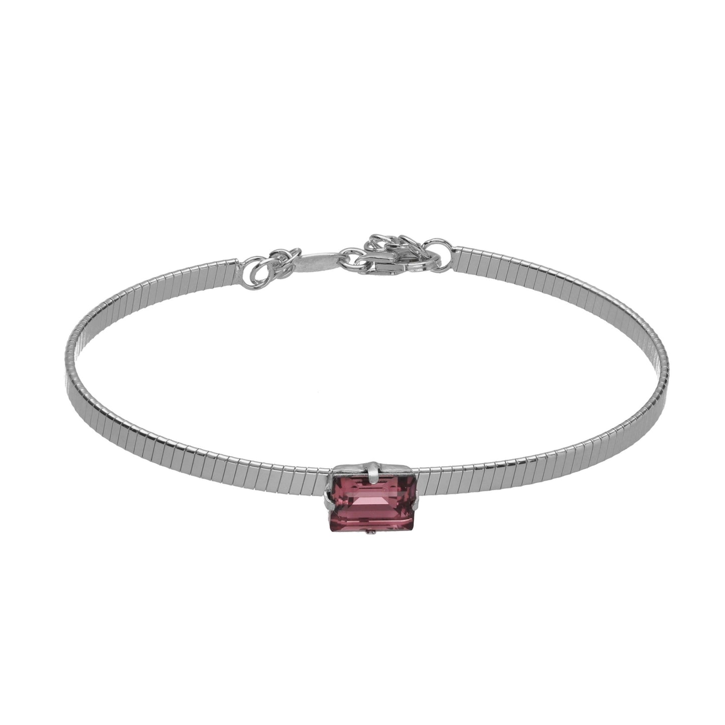 Rhodium Plated Sterling Silver Bracelet rectangle crystal from Serenity