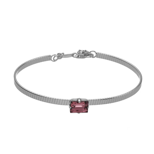 Brazalete rectángulo cristal rosa en Plata baño rodio de Serenity