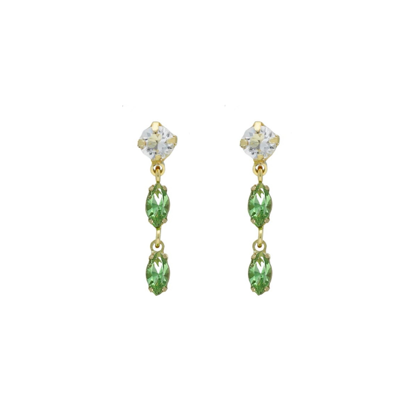 Gold plated Sterling Silver Long earrings crystal from Maisie