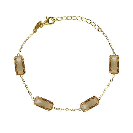 Gold plated Sterling Silver Bracelet rectangle crystal from Inspire