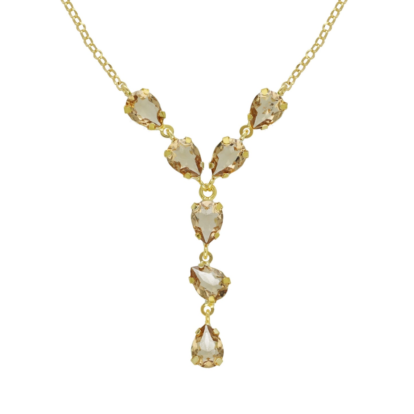 Gold plated Sterling Silver Short necklace drop crystal from Magnolia