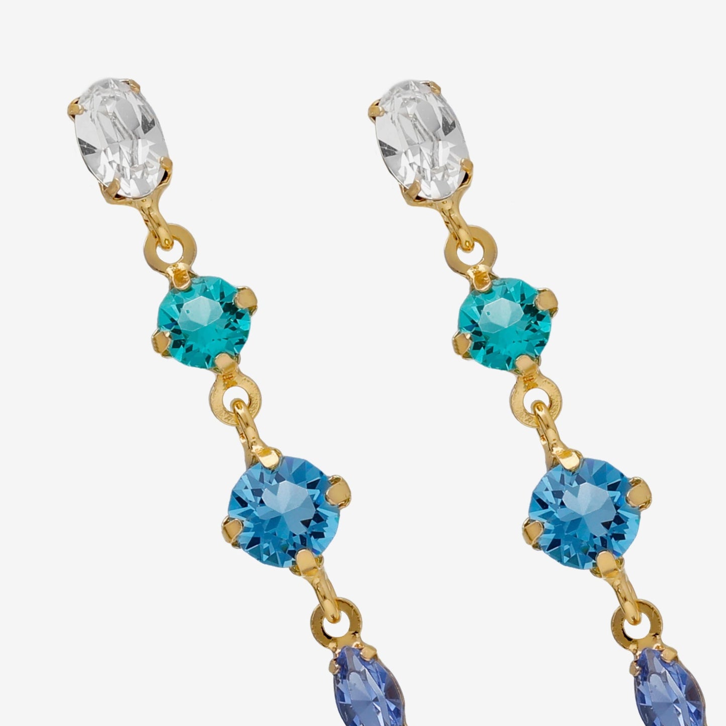 Sterling Silver Long earrings multicolor crystal from Lisbon