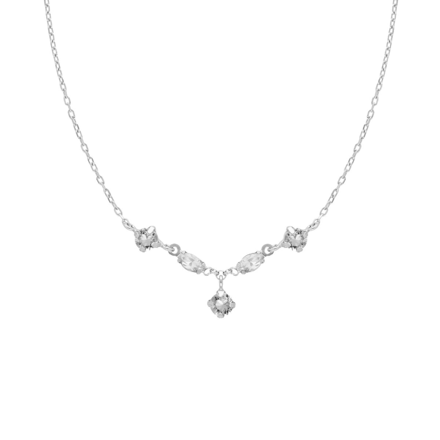 Rhodium Plated Sterling Silver Short necklace crystal from Maisie