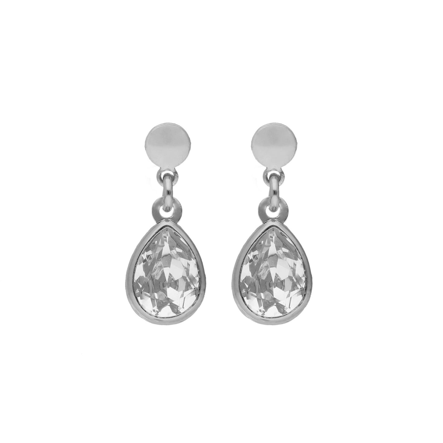 Rhodium Plated Sterling Silver Short earrings drop crystal from Essential