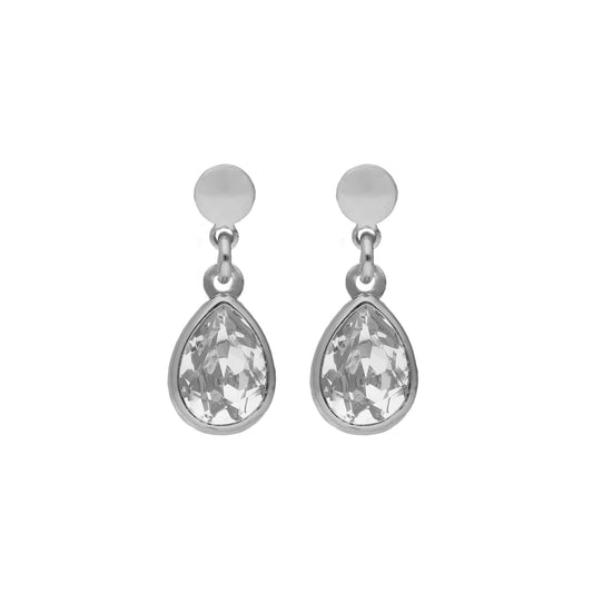 Rhodium Plated Sterling Silver Short earrings drop crystal from Essential