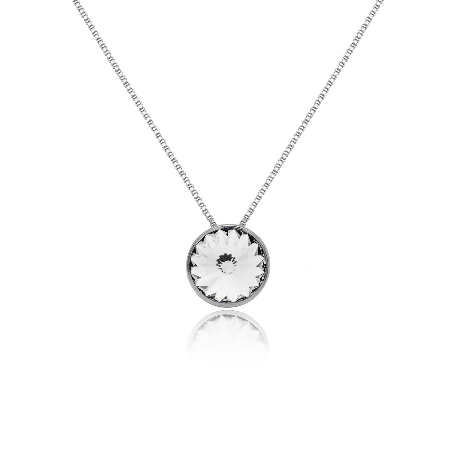 Rhodium Plated Sterling Silver Short necklace 11,5mm circle crystal from Basic