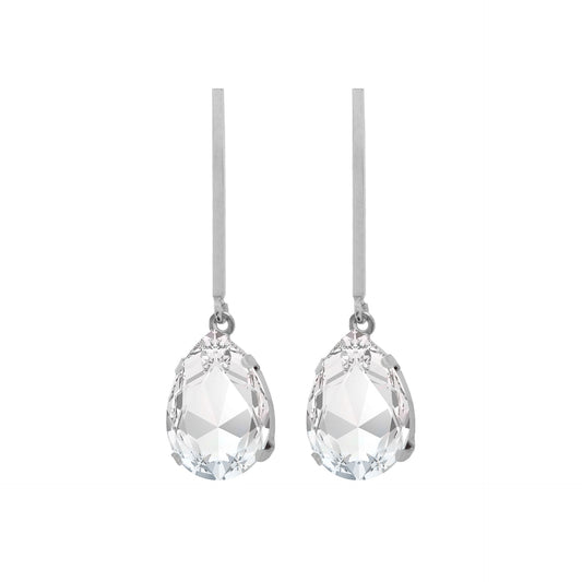 Rhodium Plated Sterling Silver Long earrings drop white crystal from Iconic