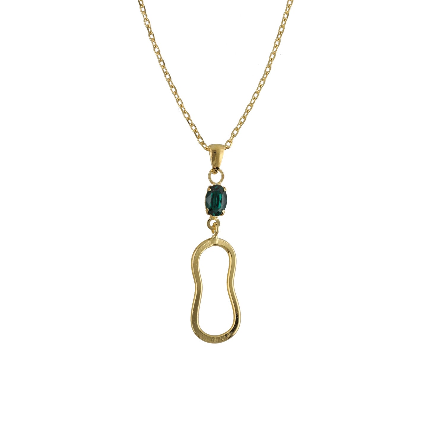 Gold plated Sterling Silver Long necklace green crystal from Prisme