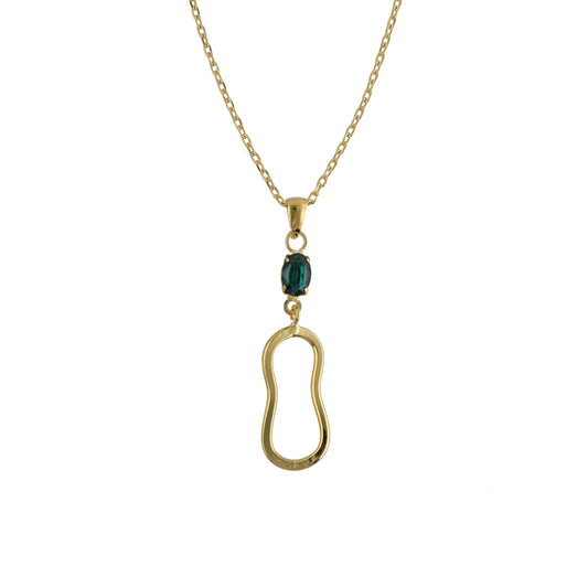 Gold plated Sterling Silver Long necklace green crystal from Prisme