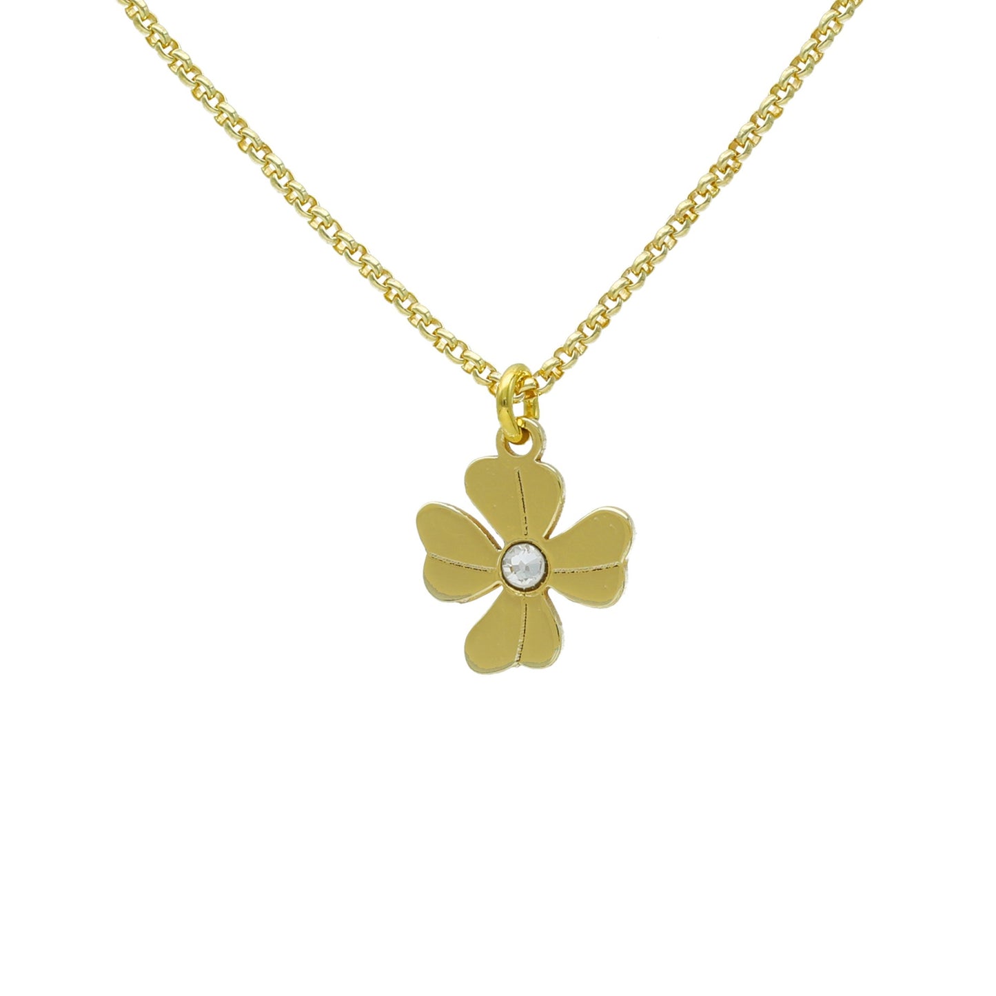 Gold plated Sterling Silver Short necklace flower white crystal from April