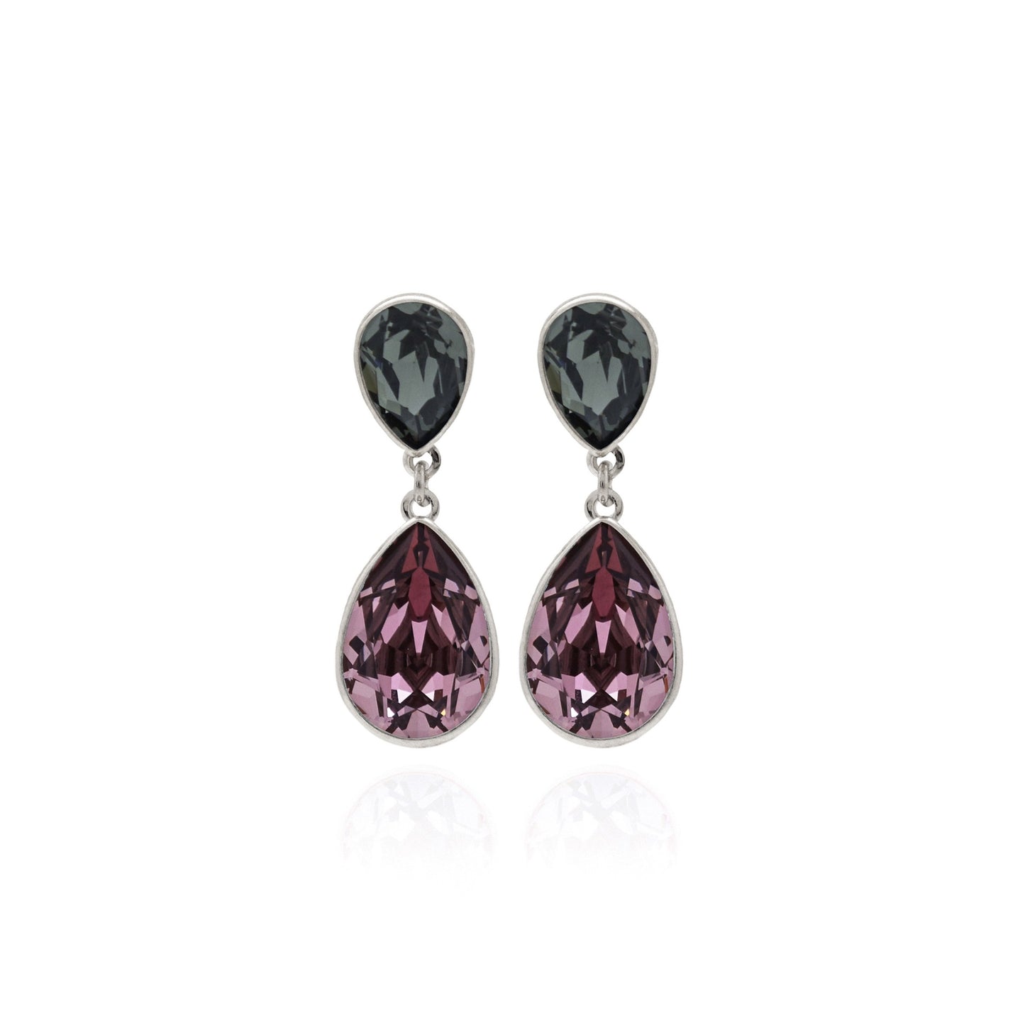 Rhodium Plated Sterling Silver Long earrings drop crystal from Essential