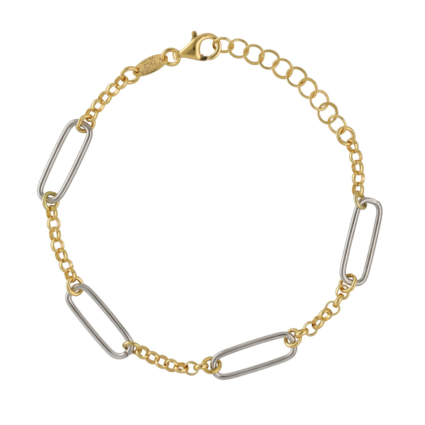 Rhodium and Gold plated Sterling Silver bracelet link from Frame