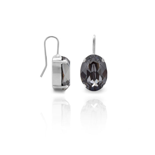 Pendientes cortos oval cristal en Plata baño rodio de Oval