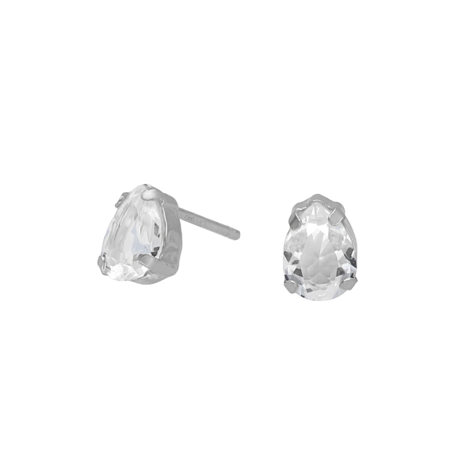 Pendientes botón cristal blanco en Plata de Eunoia