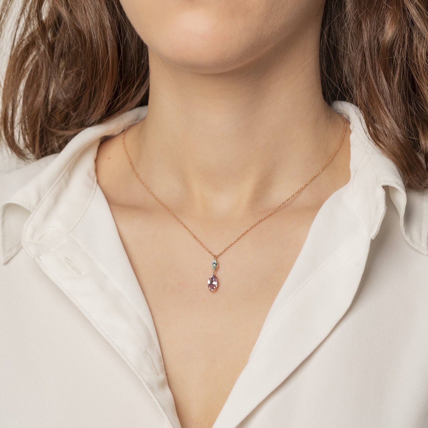 Rose Gold plated Sterling Silver Short necklace crystal from Aqua