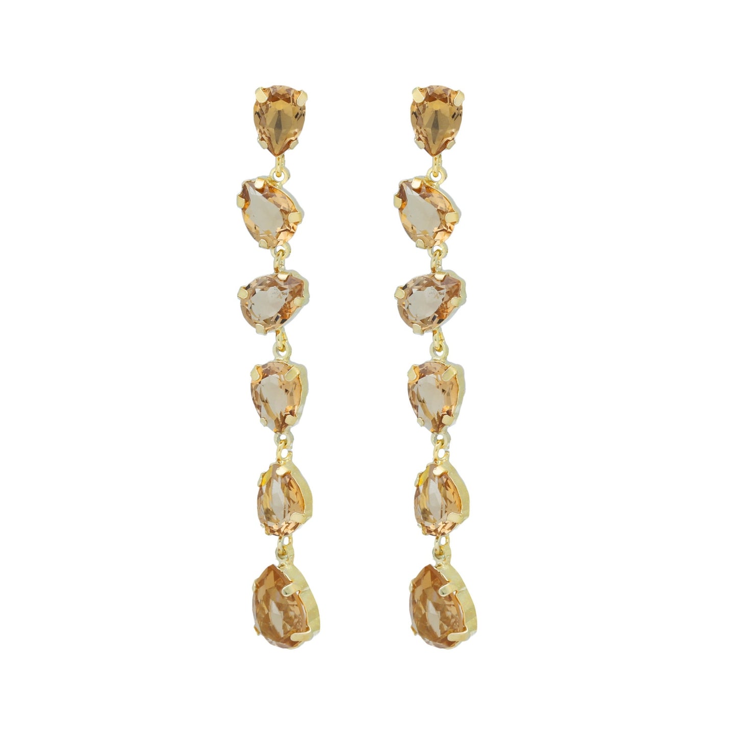 Gold plated Sterling Silver Long earrings drop crystal from Magnolia