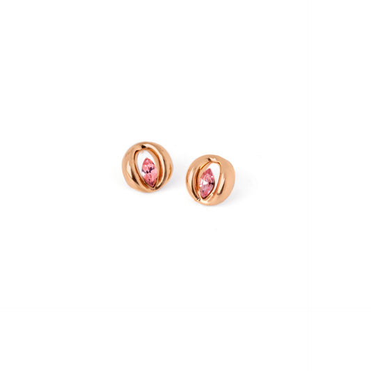 Rose Gold plated Sterling Silver Stud earrings circle crystal from Soleil