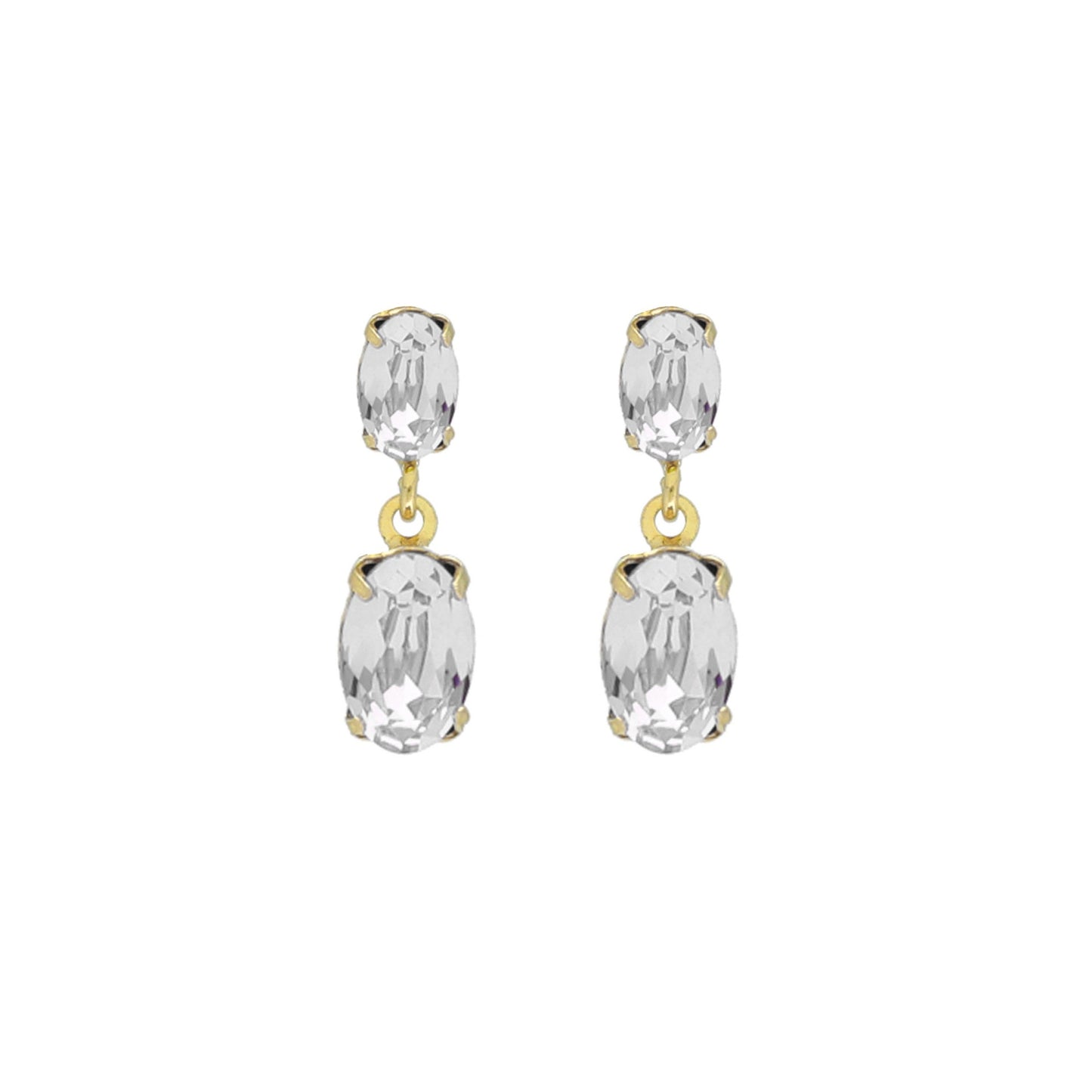 Pendientes cortos oval cristal en Plata baño Oro de Gemma