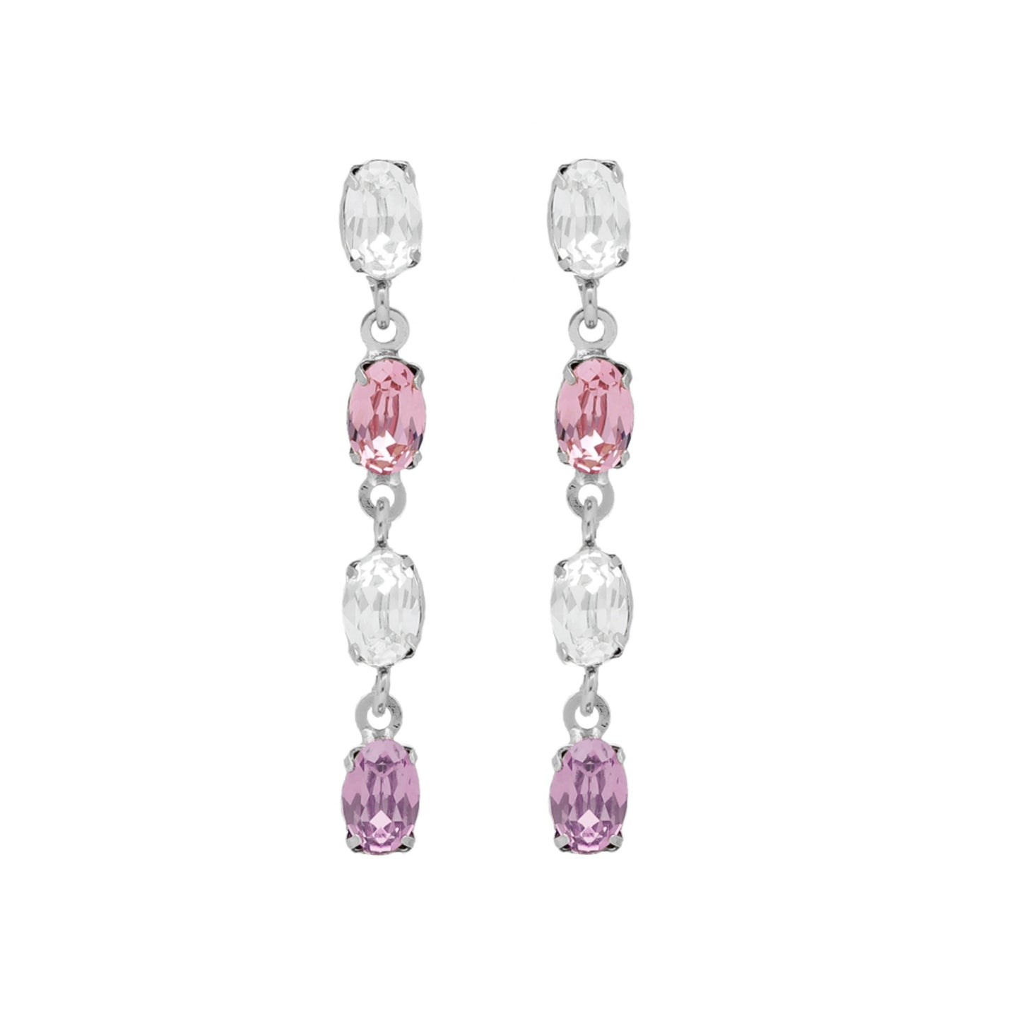 Sterling Silver Long earrings waterfall multicolor crystal from Alyssa