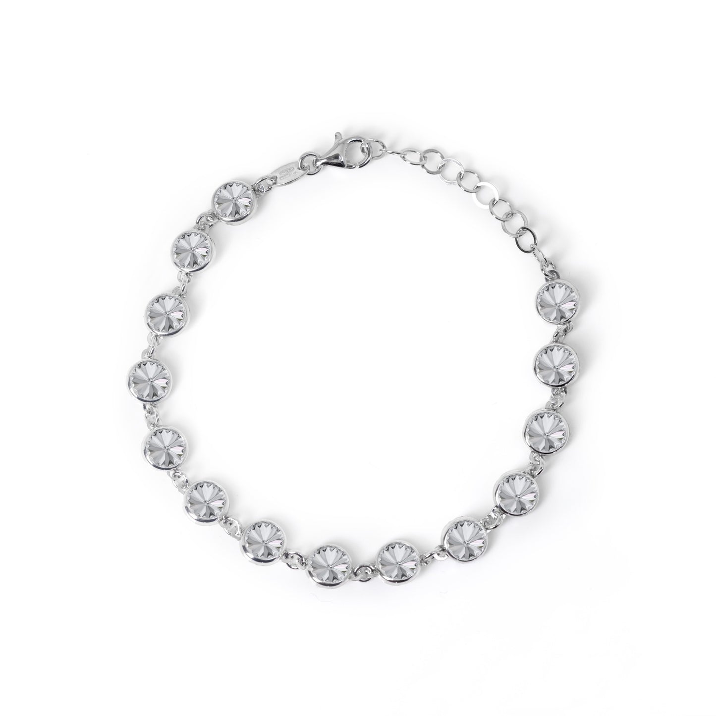 Rhodium Plated Sterling Silver Bracelet circle crystal from Carmen