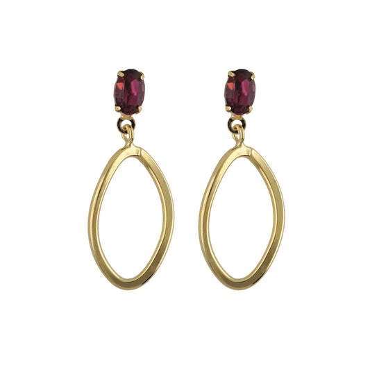 Gold plated Sterling Silver Short earrings pink crystal from Prisme