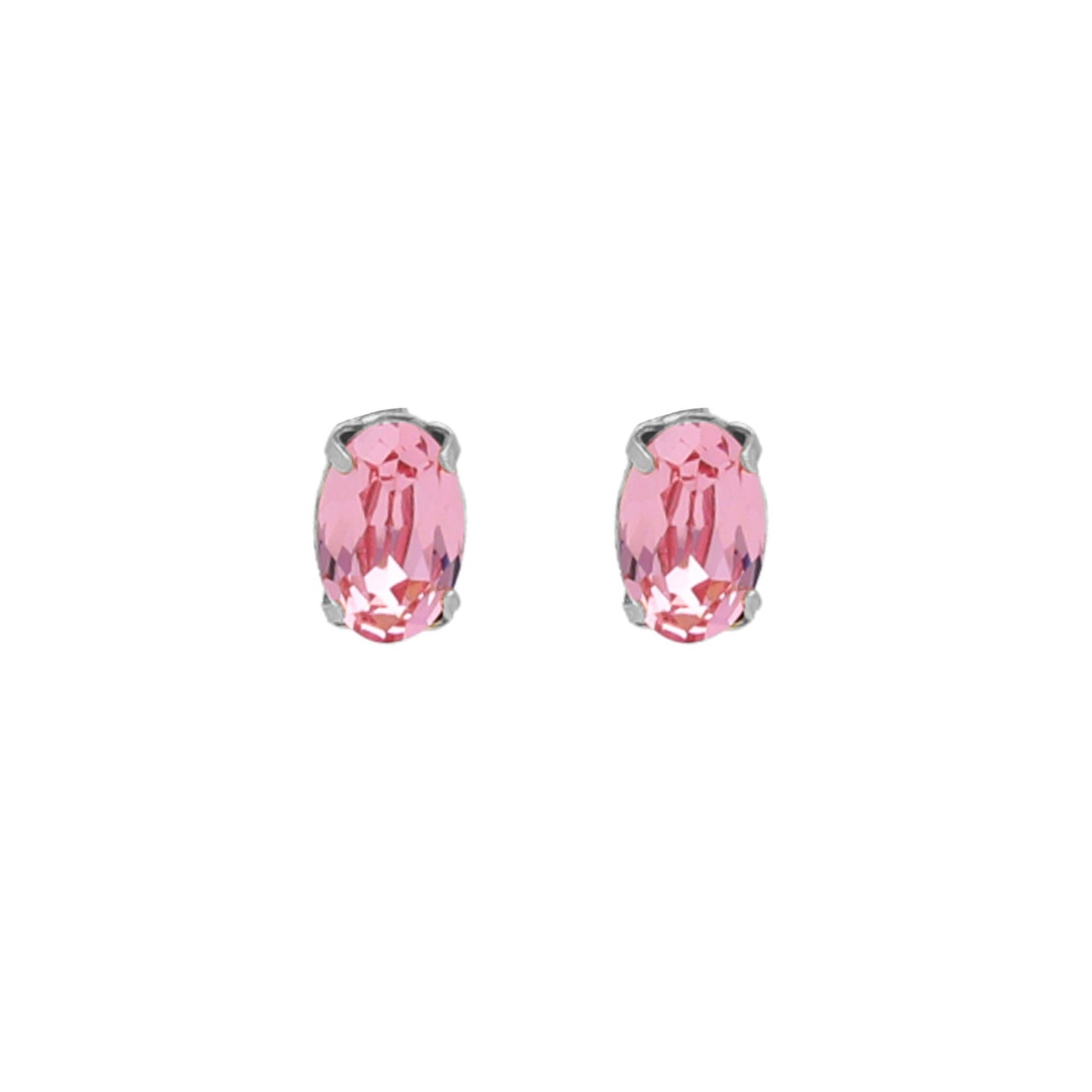 Pendientes botón oval cristal en Plata baño rodio de Gemma